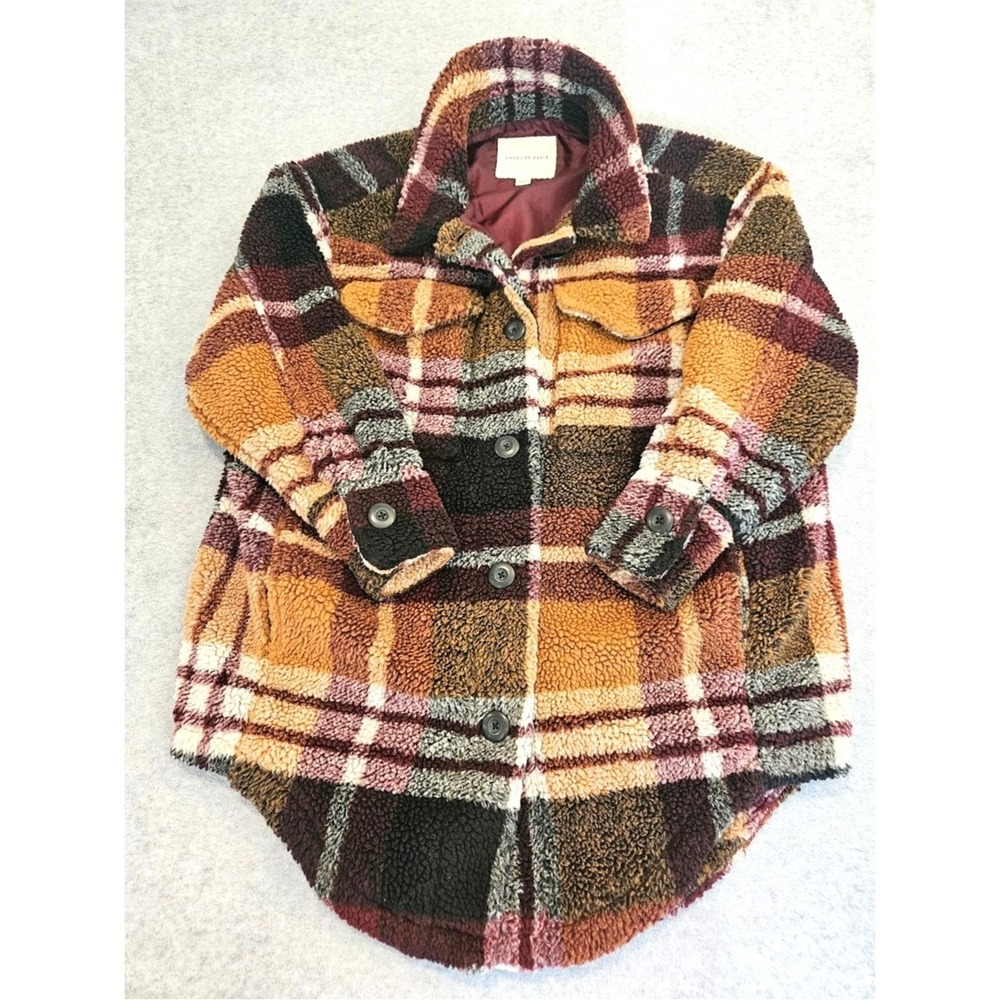 AE Sherpa Plaid Shirt Jacket Woman's Size S - Picture 2 of 10